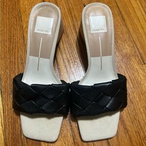 Dolce Vita Moly Black Stella Slip On Squared Open Toe Block Heeled Sandals 7.5